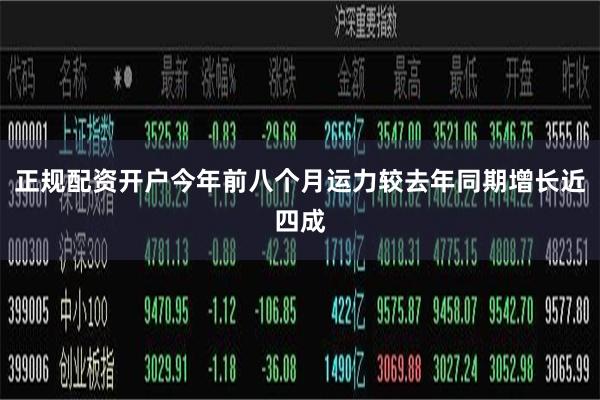 正规配资开户今年前八个月运力较去年同期增长近四成